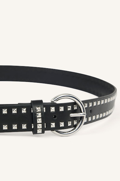 Woman Oval Buckle Faux Leather Jean Belt