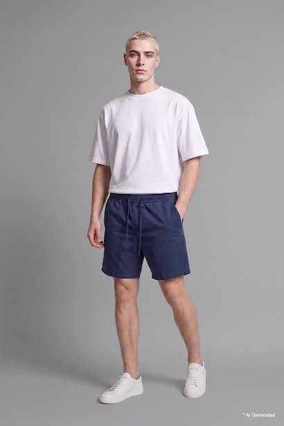 Baggy Fit Elastic Waist Shorts