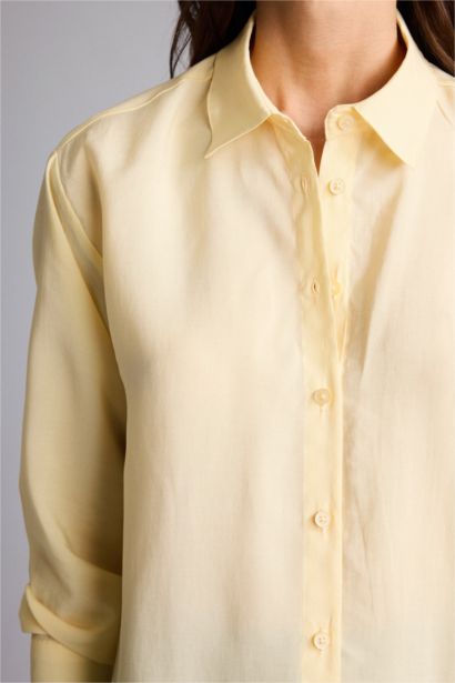 Overshırt Fıt Gömlek Yaka Modal Uzun Kollu Gömlek