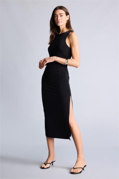 Bodycon Vücudu Saran Midi Elbise