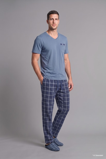 New Regular Fıt Kısa Kollu 2'li Pijama Takımı