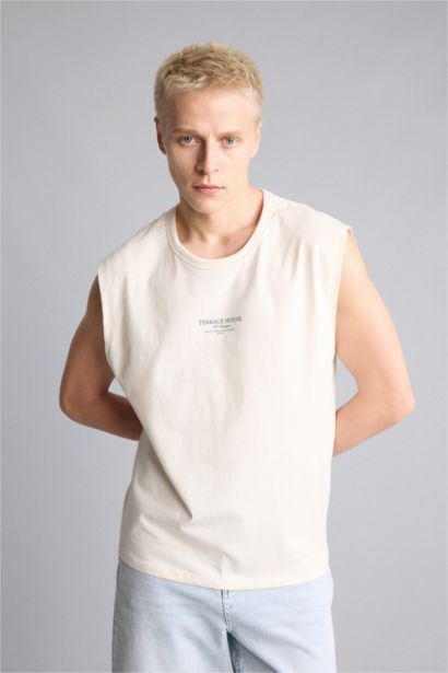 Boxy Fit Crew Neck Sleeveless Tank Top