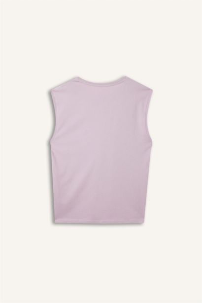 Boxy Fit Slogan Pattern Crew Neck Sleeveless Tank Top