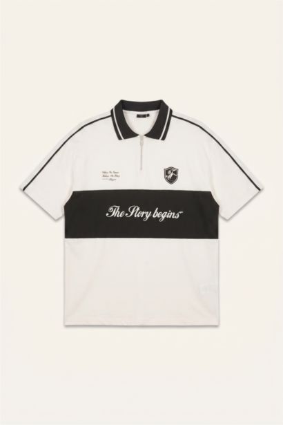 Boxy Fit Baskılı Polo Tişört