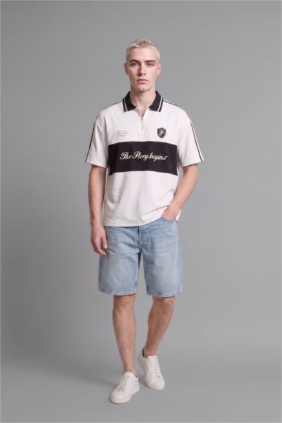 Boxy Fit Baskılı Polo Tişört
