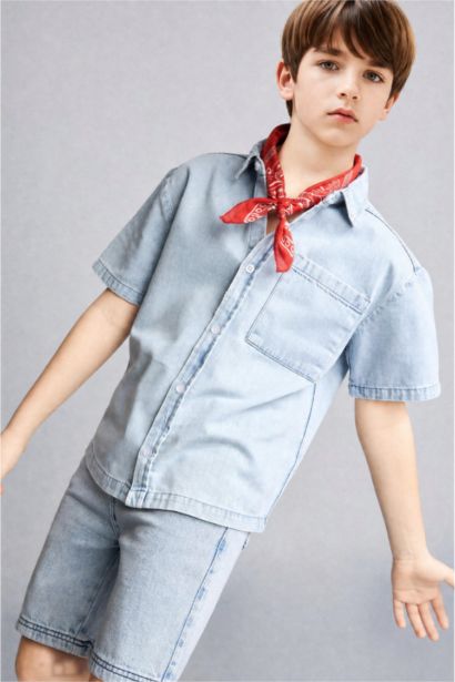 Regular Fit Denim Short Sleeve Shirt