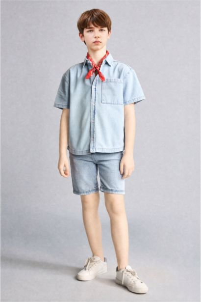 Regular Fit Denim Short Sleeve Shirt