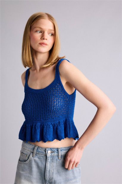 Regular Fit Knitwear Square Collar Tank Top