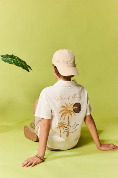 Boy Regular Fit Tropical Patterned Shirt
