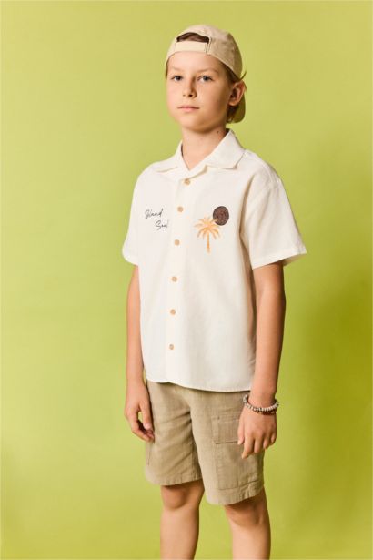 Boy Regular Fit Tropical Patterned Shirt