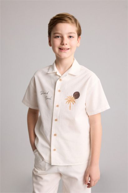 Regular Fit Tropical Patterned Short Sleeve Shirt