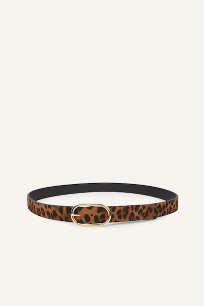 Woman Rectangular Buckle Faux Leather Belt