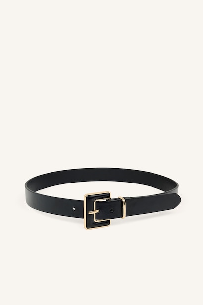 Woman Big Clasp Faux Leather Dual Jean Belt