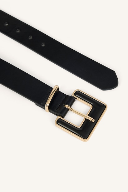 Woman Big Clasp Faux Leather Dual Jean Belt