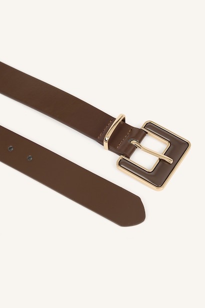 Woman Big Clasp Faux Leather Dual Jean Belt