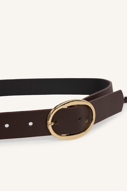 Woman Big Clasp Faux Leather Dual Jean Belt