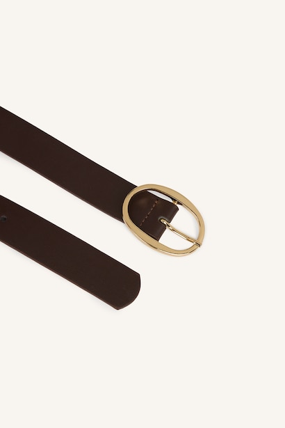 Woman Big Clasp Faux Leather Dual Jean Belt