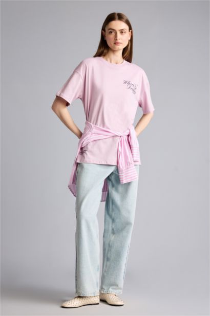 Oversize Kısa kollu Baskılı Tişört