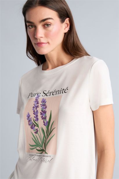 Regular Fit Çiçek desenli Tişört