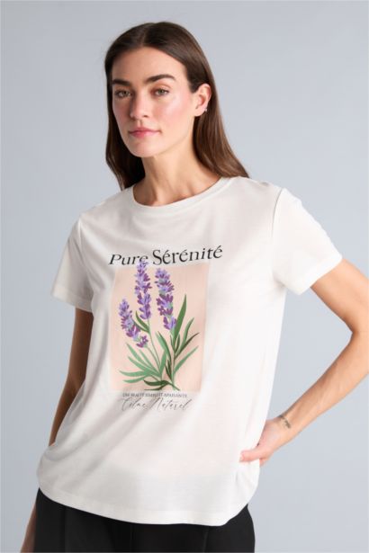 Regular Fit Çiçek desenli Tişört