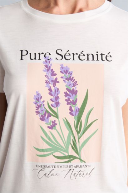 Regular Fit Çiçek desenli Tişört