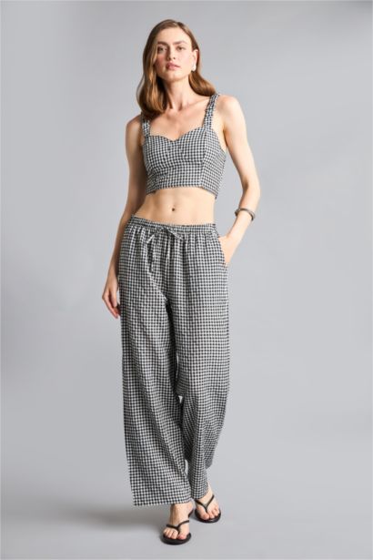 Straight Fit Beli Lastikli Modal Pantolon