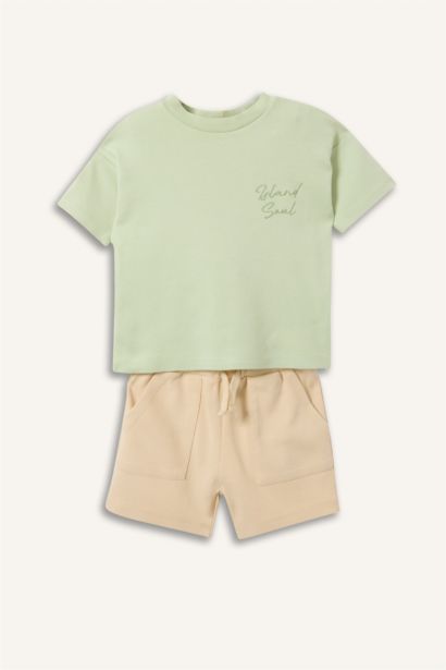 Baby Boy 2 piece Regular Fit Crew Neck Embroidered Set