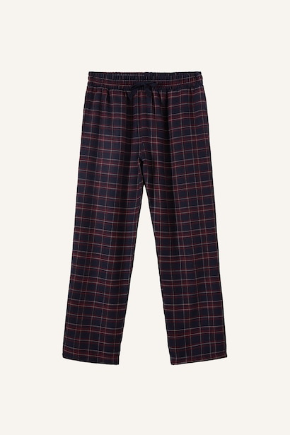 Regular Fit Ekoseli Beli Bağcıklı Pijama Altı