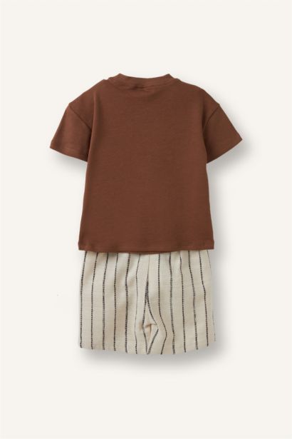2 piece Regular Fit Crew Neck Striped Set