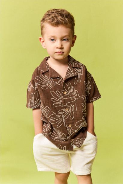 2 piece Regular Fit Apache Neck Embroidered Set