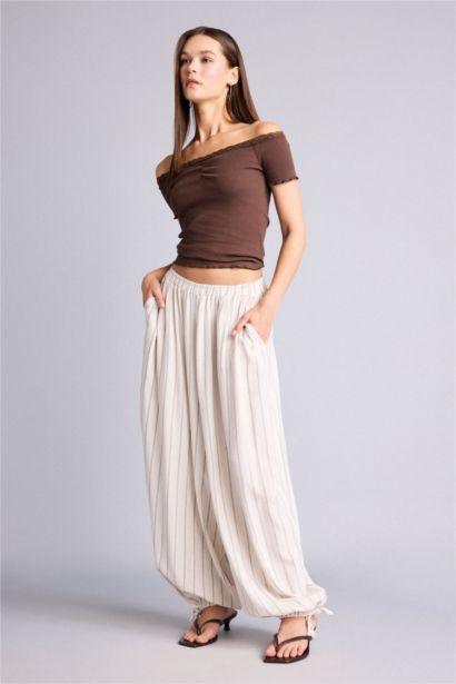 Balloon Fit Keten Karışımlı Pantolon