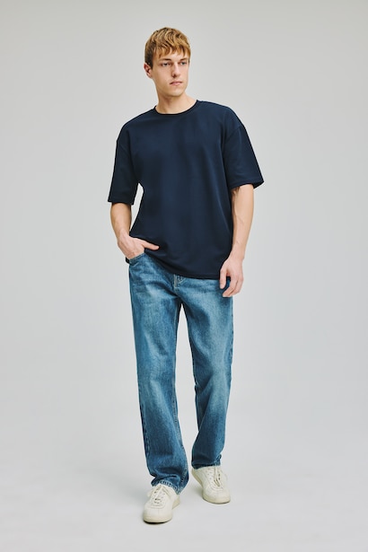 %100 Pamuk Straight Fit Jean Pantolon