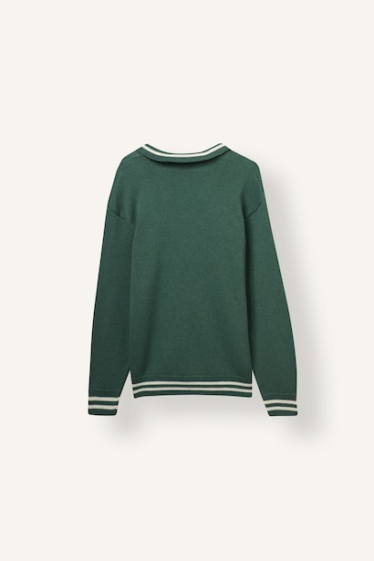 Relaxed Fit Nakışlı Çizgili Triko Kazak