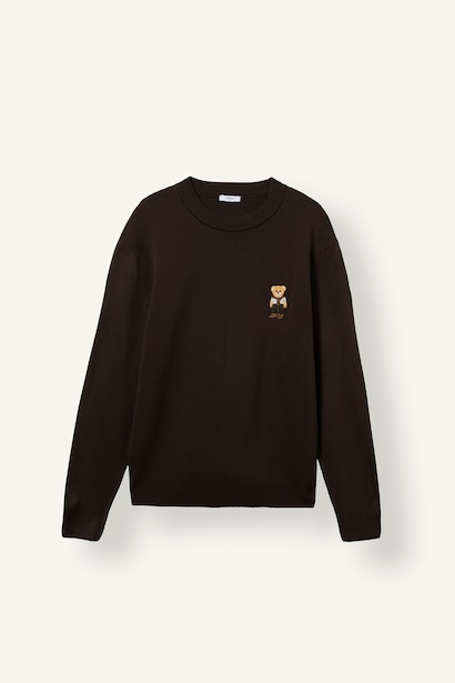 Relaxed Fit Ayıcık Nakışlı Kazak