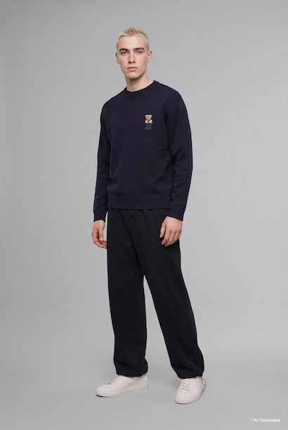 Relaxed Fit Ayıcık Nakışlı Kazak