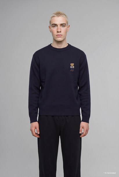 Relaxed Fit Ayıcık Nakışlı Kazak