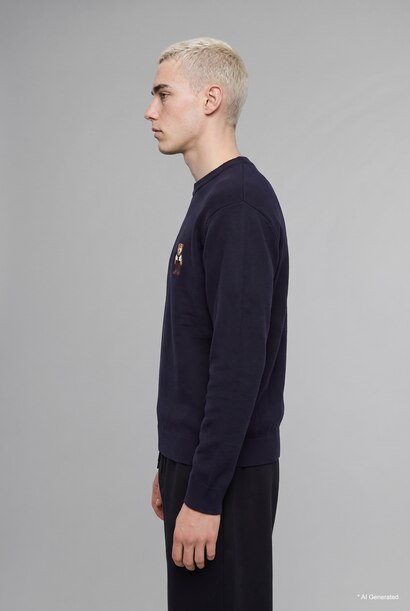 Relaxed Fit Ayıcık Nakışlı Kazak