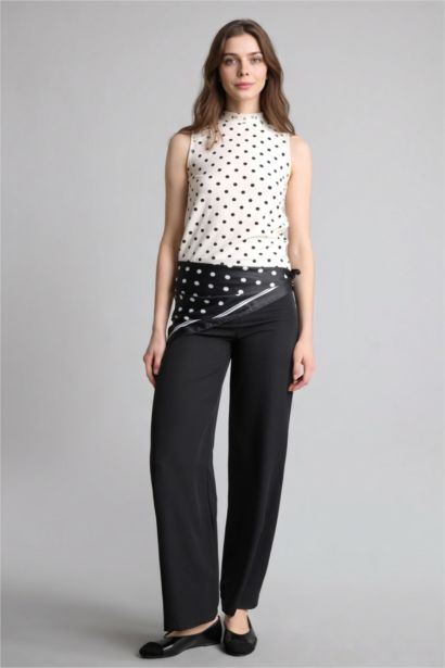 Slım Fıt Yarım Balıkçı Yaka Kısa Kollu Tunik