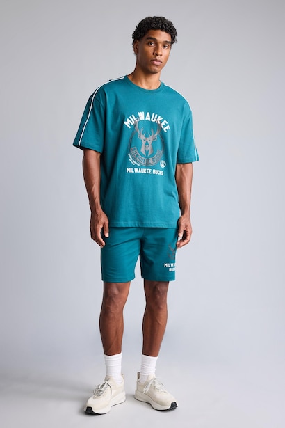 NBA Baskılı Oversize Kısa Kollu Tişört