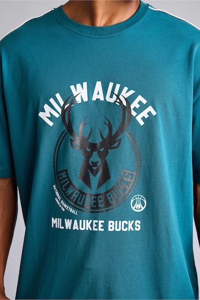 NBA Baskılı Oversize Kısa Kollu Tişört
