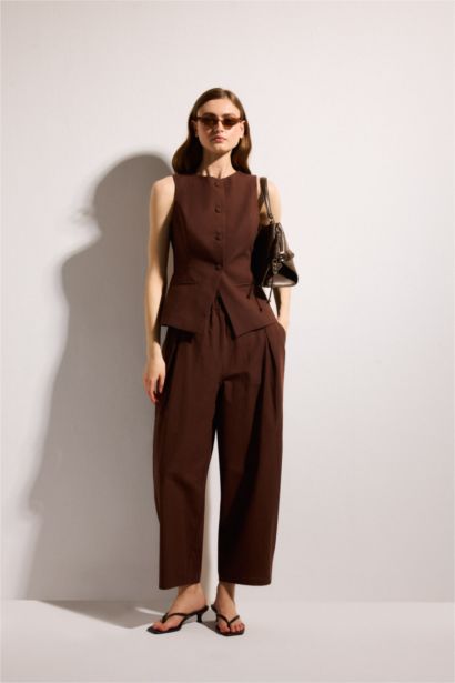 Bisiklet Yaka Keten Yelek