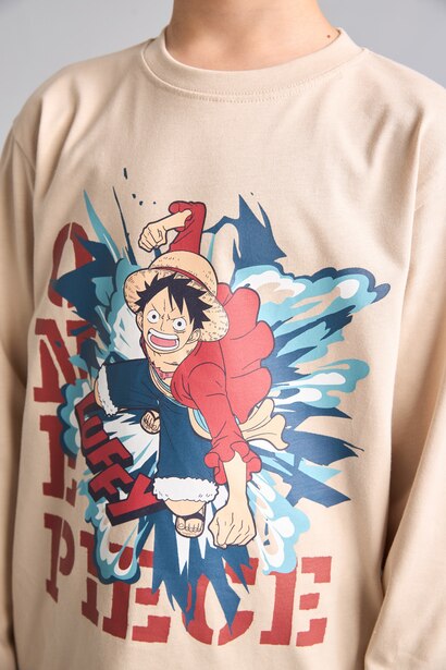 Boy Oversize Fit 100% Cotton One Piece Crew Neck Long Sleeve T-Shirt