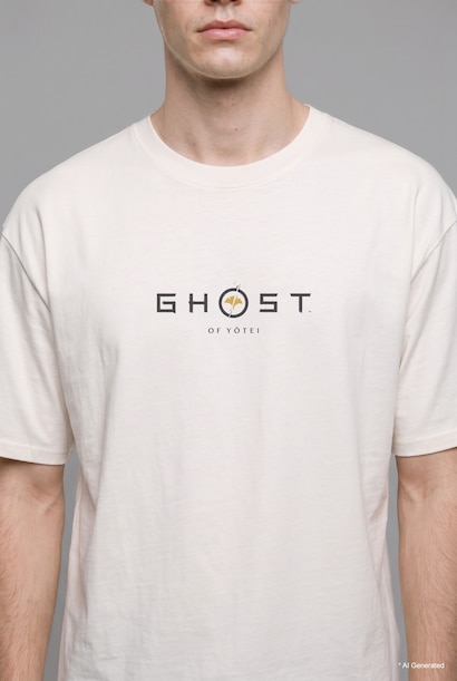 Boxy Fit 100% Cotton Sony Ghost of Yotei Printed Crew Neck Short Sleeve T-Shirt