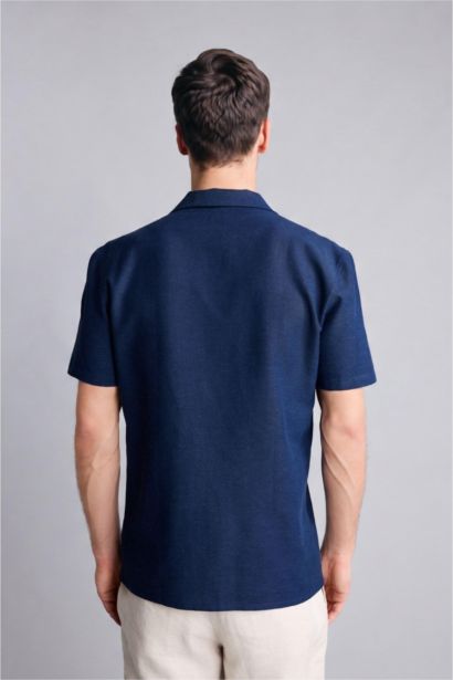 Kısa kollu Keten Karışımlı Gömlek