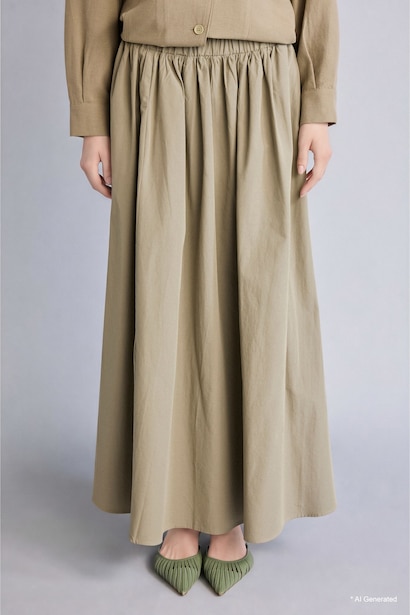 A Cut Poplin Maxi Skirt