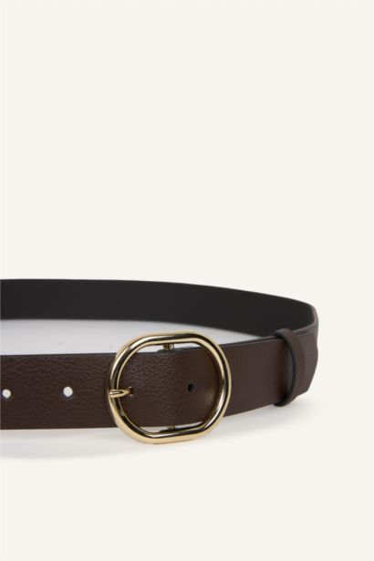 Kadın Oval Toka Suni Deri Jean Kemeri