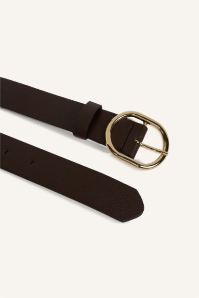 Kadın Oval Toka Suni Deri Jean Kemeri