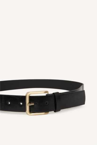 Kadın Dikdörtgen Toka Suni Deri Jean Kemeri