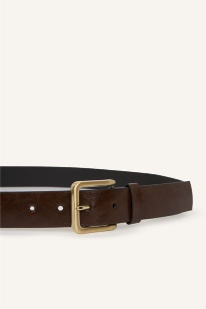 Kadın Dikdörtgen Toka Suni Deri Jean Kemeri