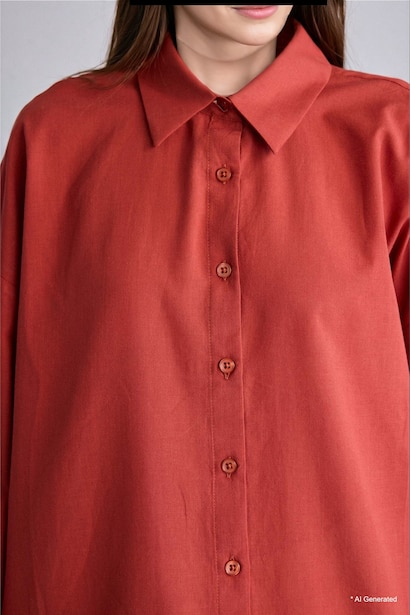 %100 Pamuk Regular Fit Uzun Kollu Vual Tunik
